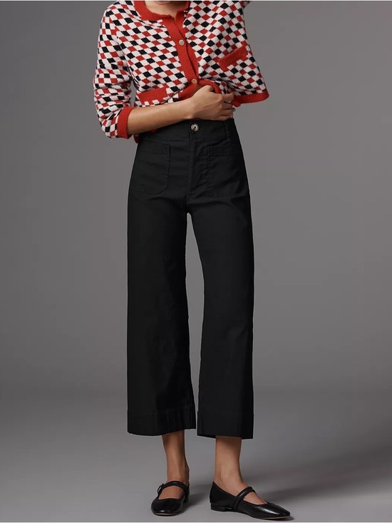 Maeve by Anthropologie Pants - Anthropologie Maeve The Colette Crop Wide-Leg Pants Black Sz 28P